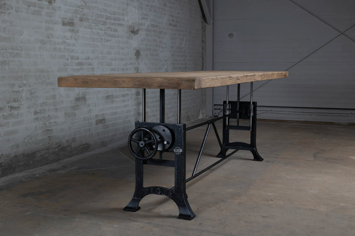 Industrial reclaimed oak dining table heigt adjustable – DT03
