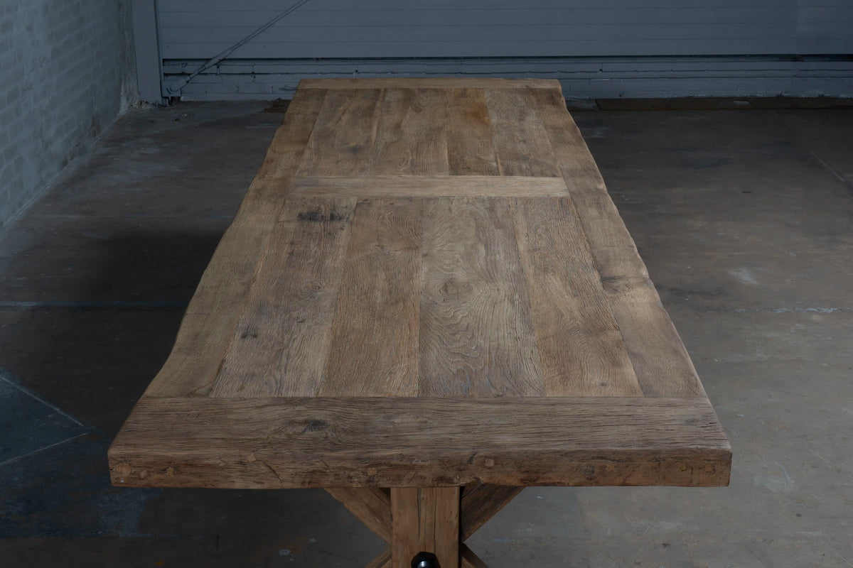 Reclaimed oak refectory table Grindelwald – 7cm thick – H020