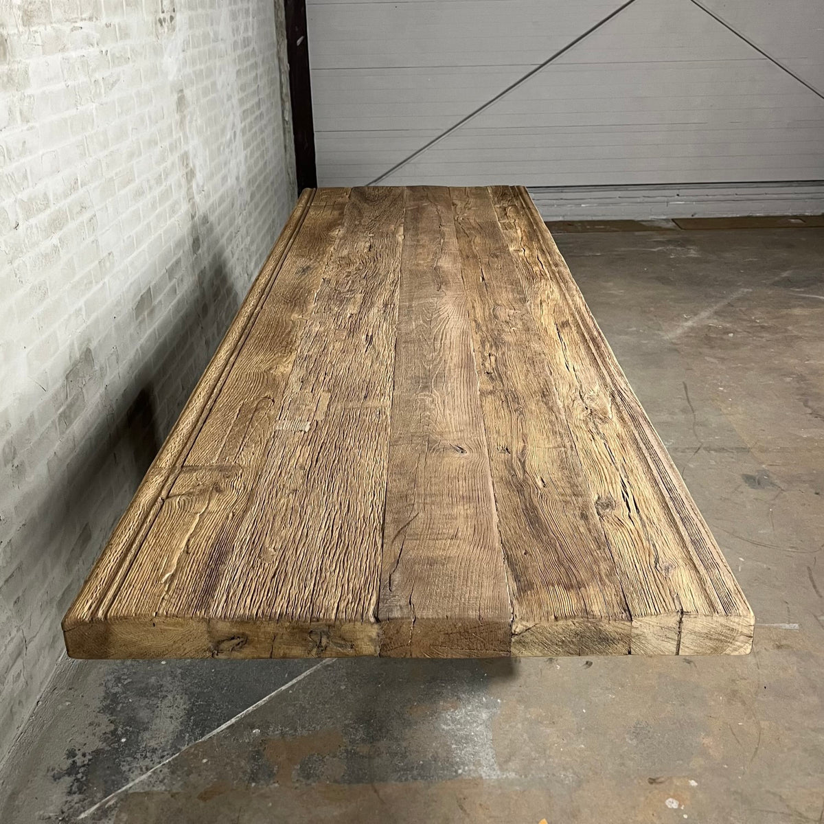 Large industrial dining table – height adjustable – oak table top – IND742