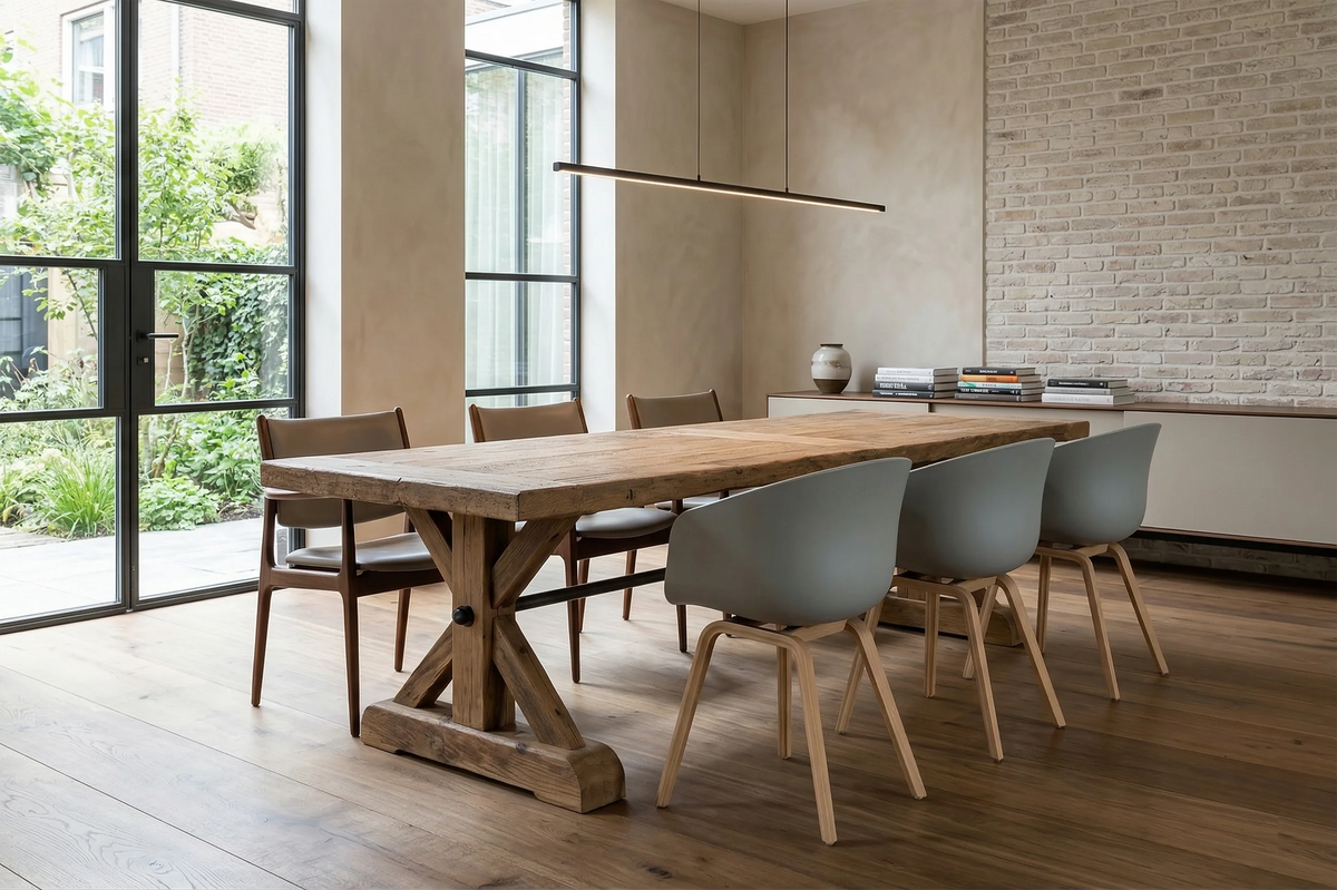 Reclaimed oak refectory table Grindelwald – 7cm thick – Z006