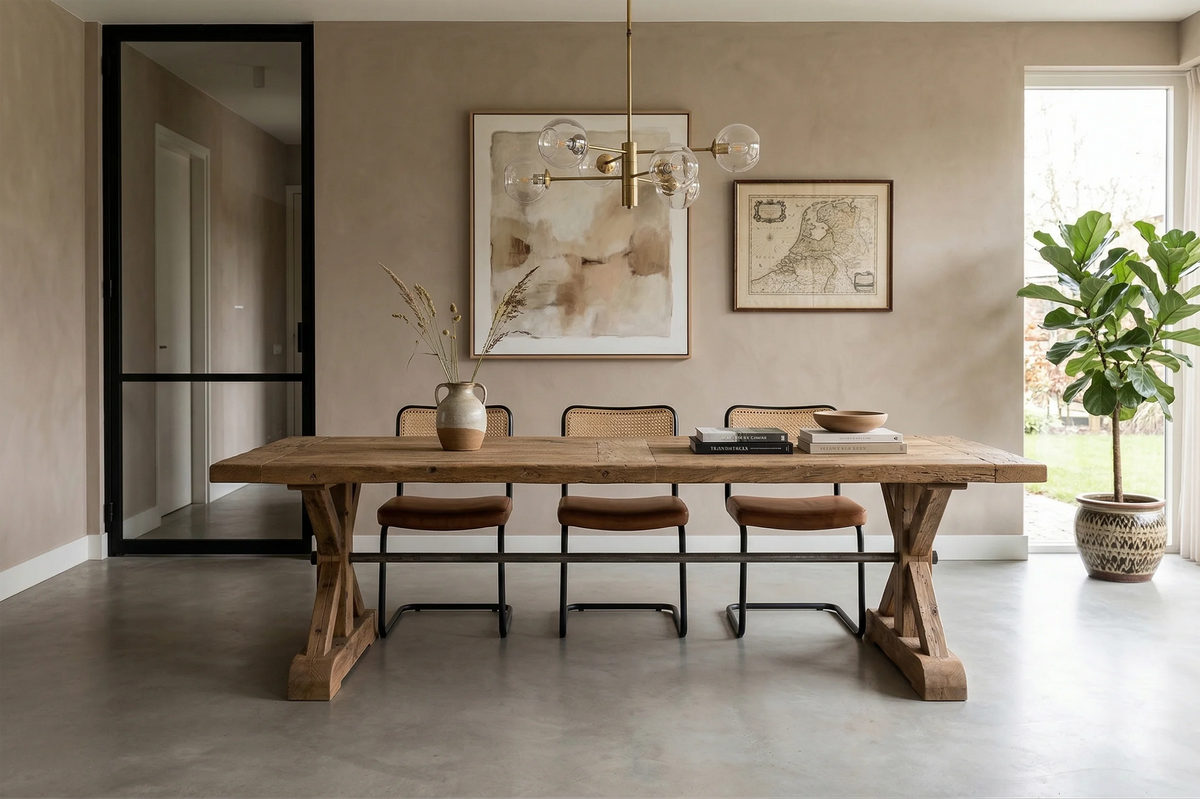 Reclaimed oak refectory table Grindelwald – 7cm thick – Z006