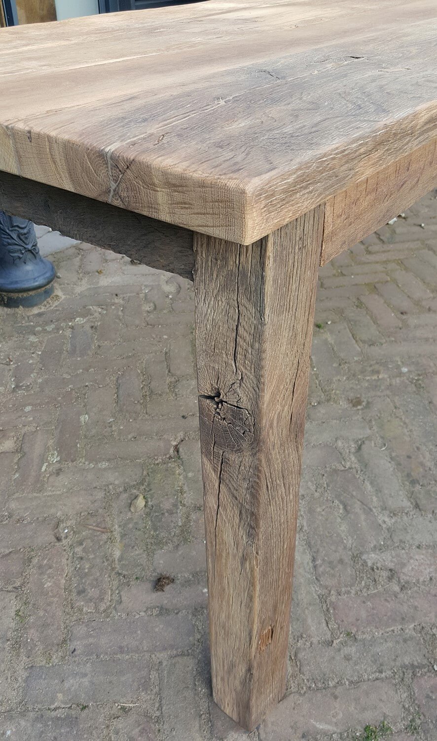 Rustic farmhouse dining table Alain made of solid reclaimed oak – Z002