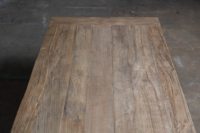 In height adjustable oak dining table – industrial design – IND736