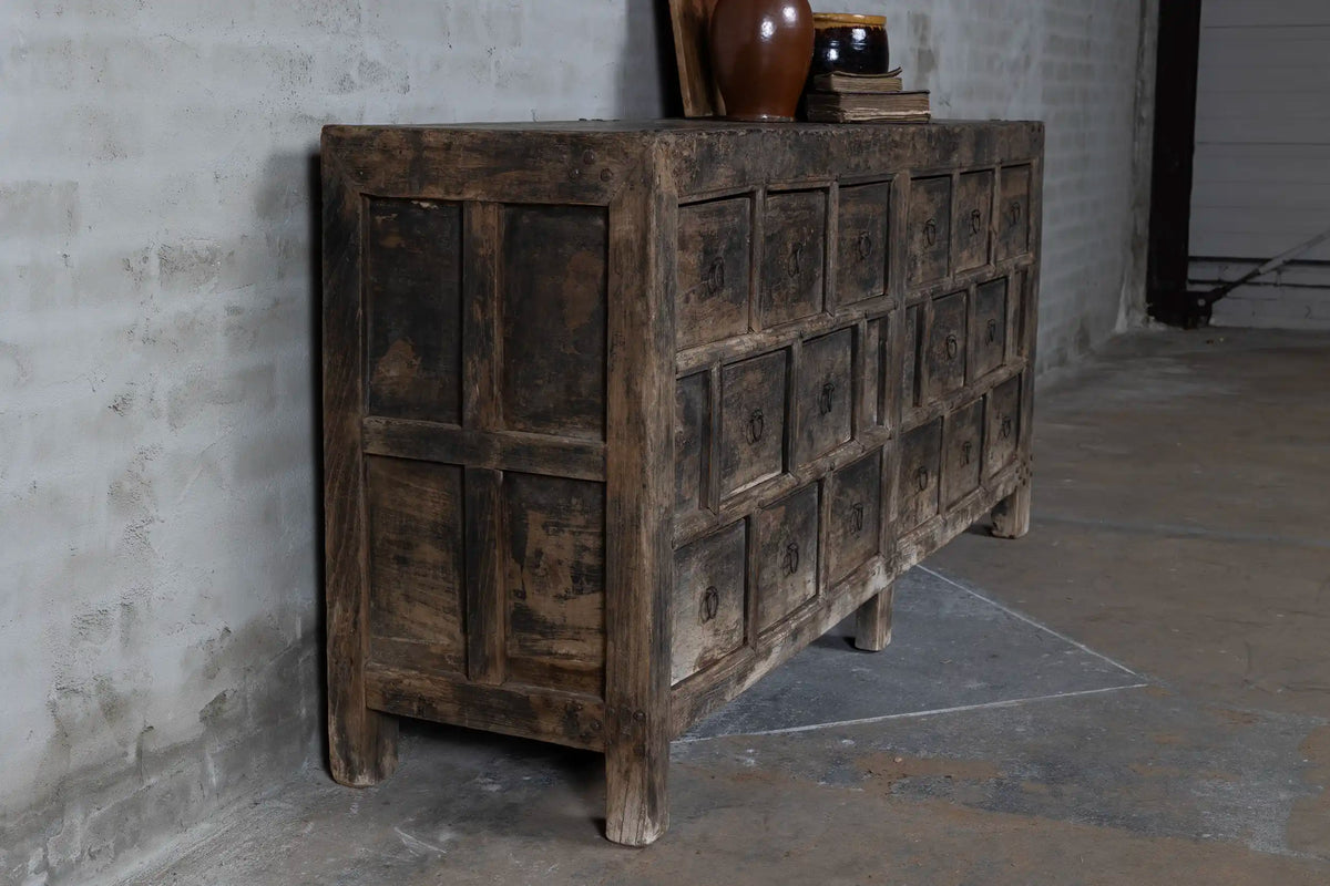 Old Chinese sideboard from elmwood | 6 doors D022