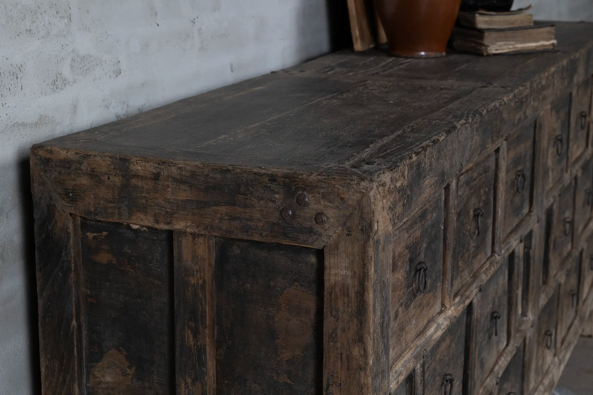 Old Chinese sideboard from elmwood | 6 doors D022