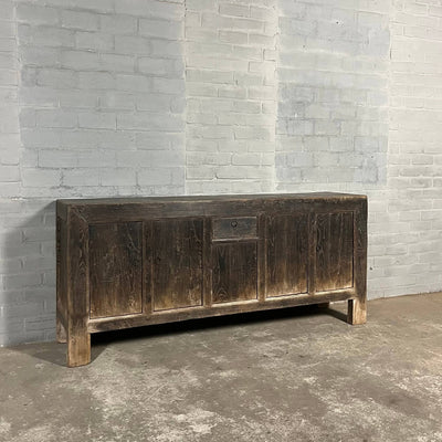 Rustic Chinese sideboard of black elm wood | 5 doors D033