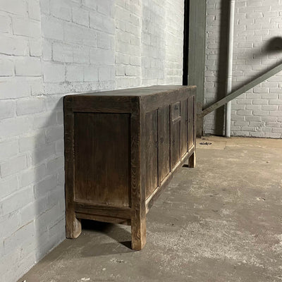 Rustic Chinese sideboard of black elm wood | 5 doors D033