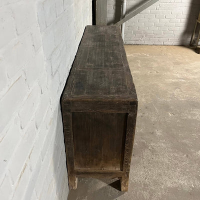 Rustic Chinese sideboard of black elm wood | 5 doors D033