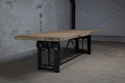 Industrial old oak dining table height adjustable – DT02