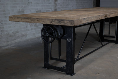 Industrial old oak dining table height adjustable – DT02