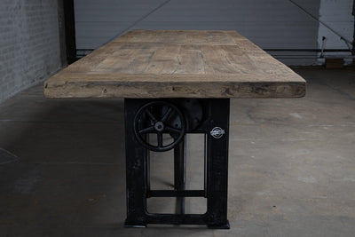 Industrial old oak dining table height adjustable – DT02