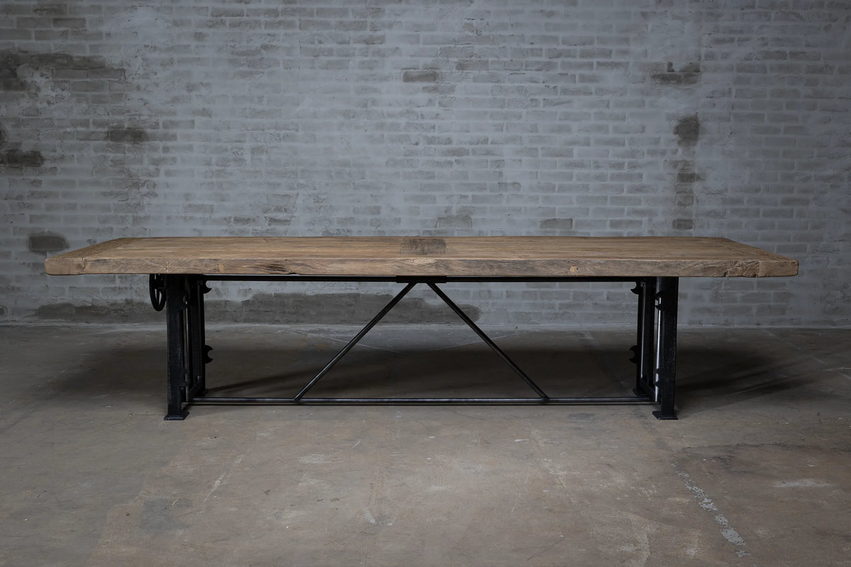 Industrial old oak dining table height adjustable – DT02