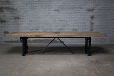 Industrial old oak dining table height adjustable – DT02