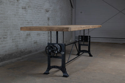 Industrial reclaimed oak dining table heigt adjustable – DT03