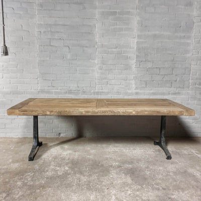 Industrial oak dining table with metal base custom made – DT37