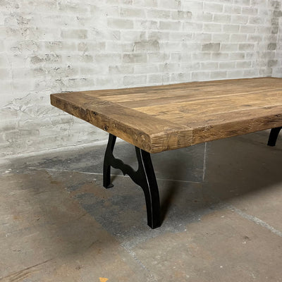 Industrial oak coffe table with steel base custom made – DT38