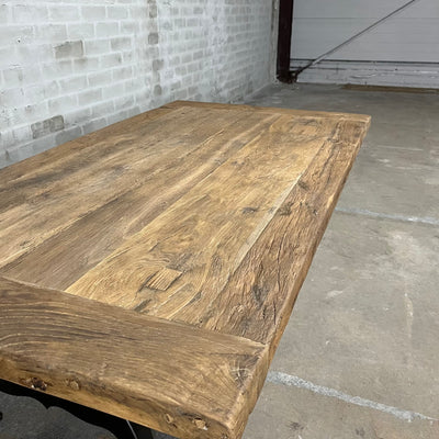 Industrial oak coffe table with steel base custom made – DT38