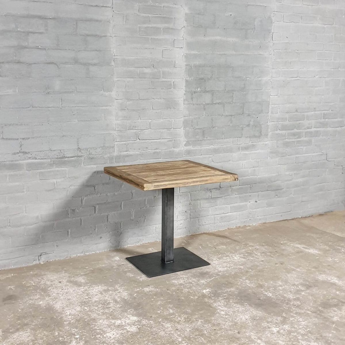Industrial bistro table – Steel and reclaimed oak top – DT41