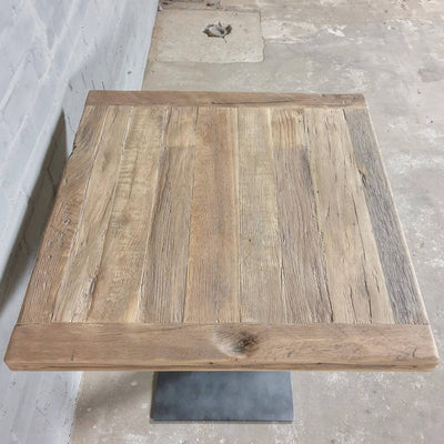 Industrial bistro table – Steel and reclaimed oak top – DT41