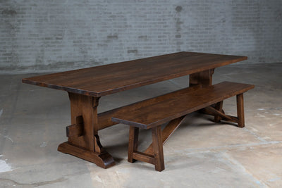 Dark oak dining table made from rustic planks – G002-D