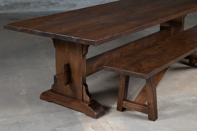Dark oak dining table made from rustic planks – G002-D