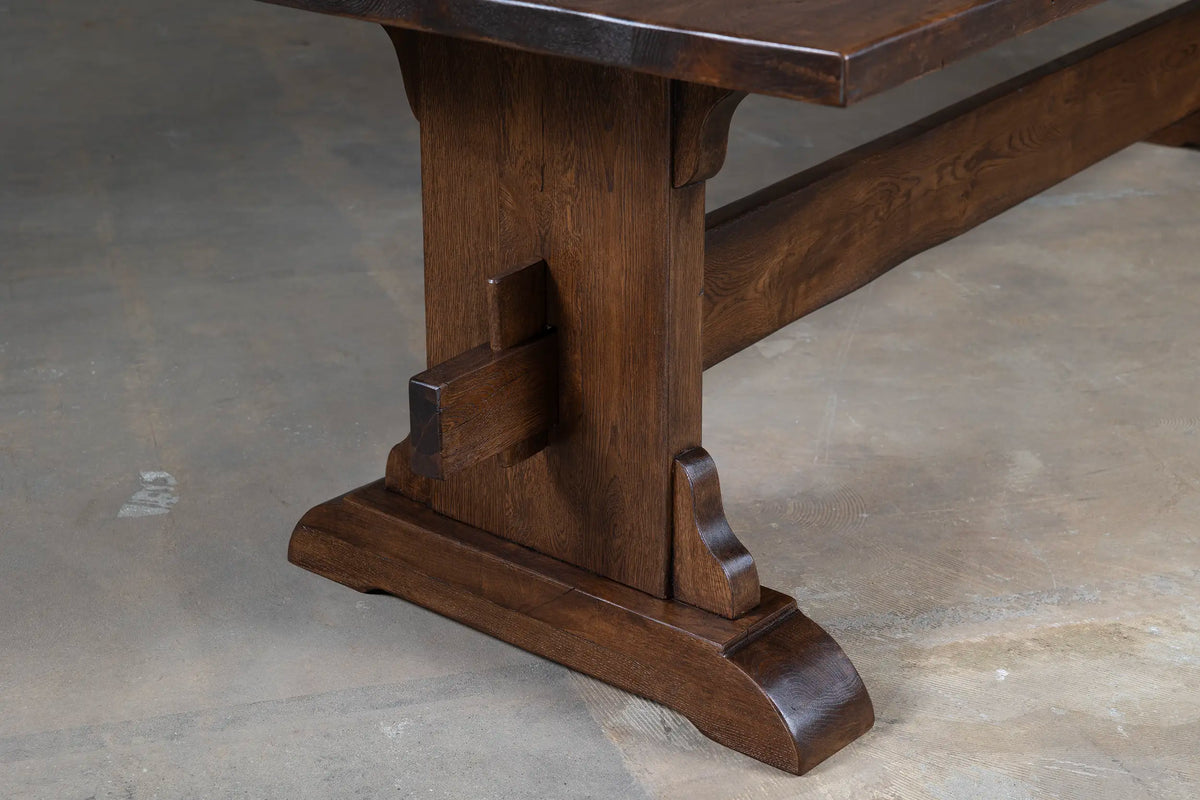 Dark oak dining table made from rustic planks – G002-D