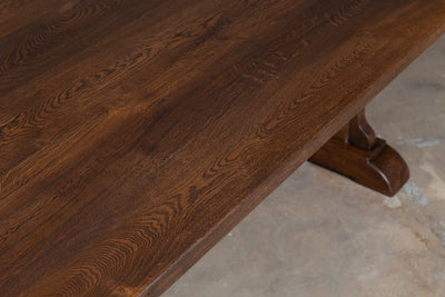 Dark oak dining table made from rustic planks – G002-D