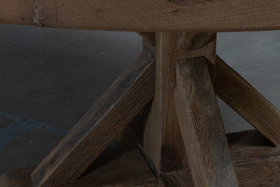 Round refectory dining table – old oak table top – Basel – H017