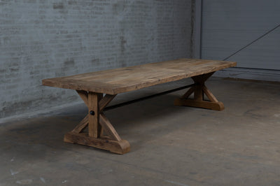 Reclaimed oak refectory table Grindelwald – 7cm thick – H020