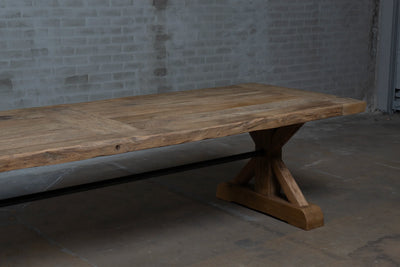 Reclaimed oak refectory table Grindelwald – 7cm thick – H020