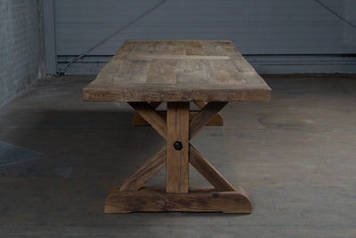 Reclaimed oak refectory table Grindelwald – 7cm thick – H020