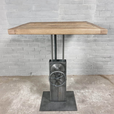 Industrial design bistro table – height adjustable base – IND753