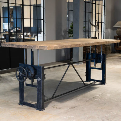 Industrial old oak dining table height adjustable – DT02