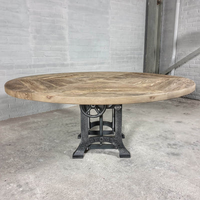 Industrial round dining table with height adjustable base – IND673