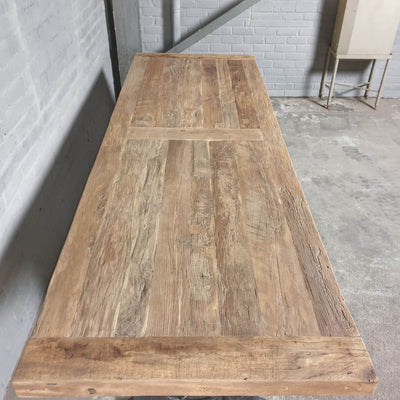 Height adjustable wooden dining table – reclaimed oak – Z015