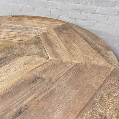 Industrial round dining table with height adjustable base – IND673