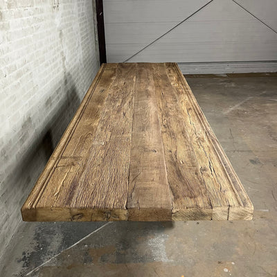 Large industrial dining table – height adjustable – oak table top – IND742