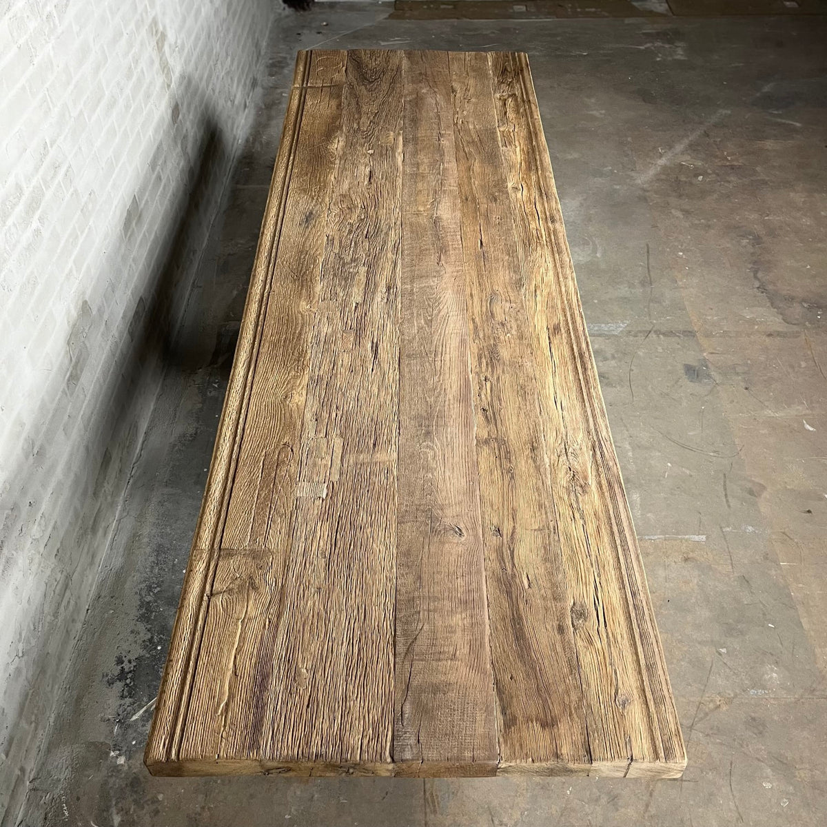 Large industrial dining table – height adjustable – oak table top – IND742