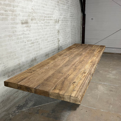 Large industrial dining table – height adjustable – oak table top – IND742