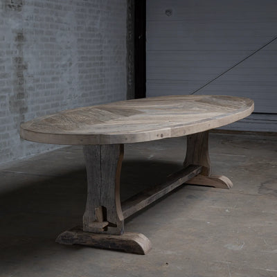 Old oak Refectory table oval – Annecy country style – H034