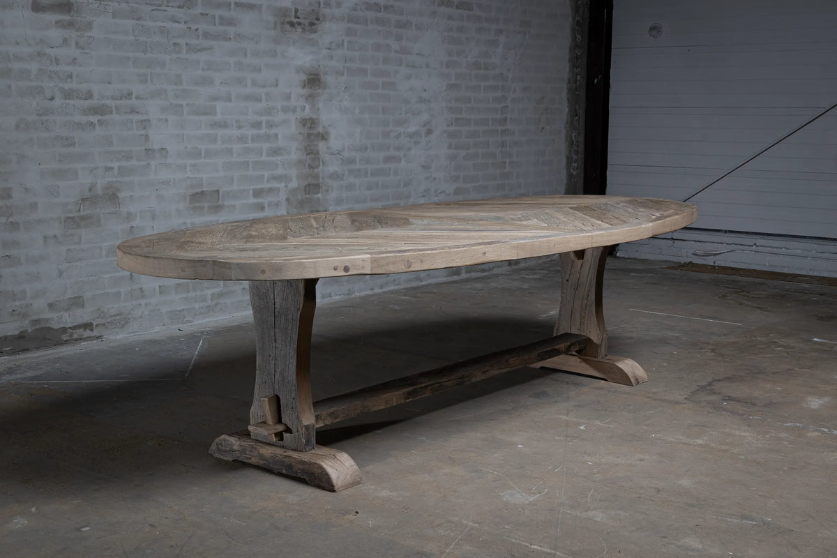 Old oak Refectory table oval – Annecy country style – H034
