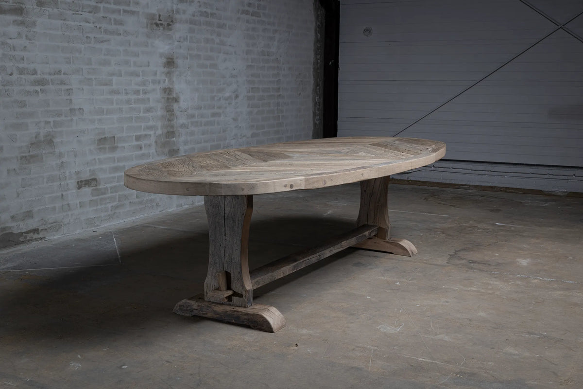 Old oak Refectory table oval – Annecy country style – H034