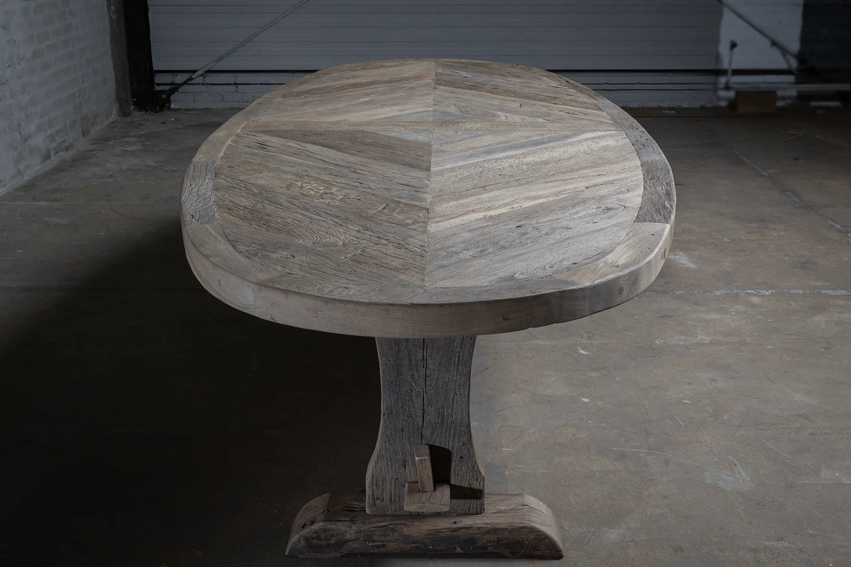 Old oak Refectory table oval – Annecy country style – H034