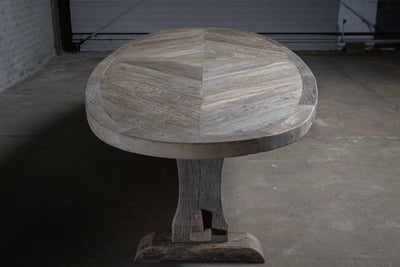 Old oak Refectory table oval – Annecy country style – H034
