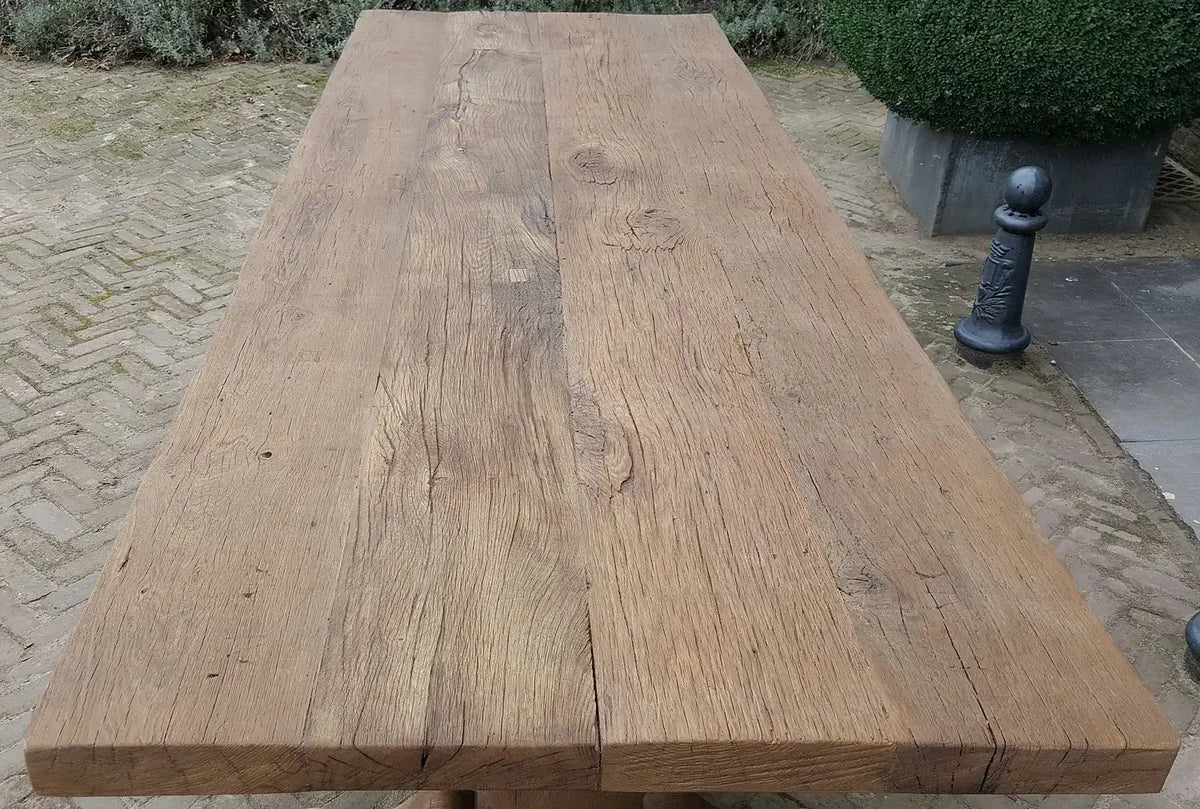 Solid oak refectory table in country style 7cm thick – Tiron – Z001