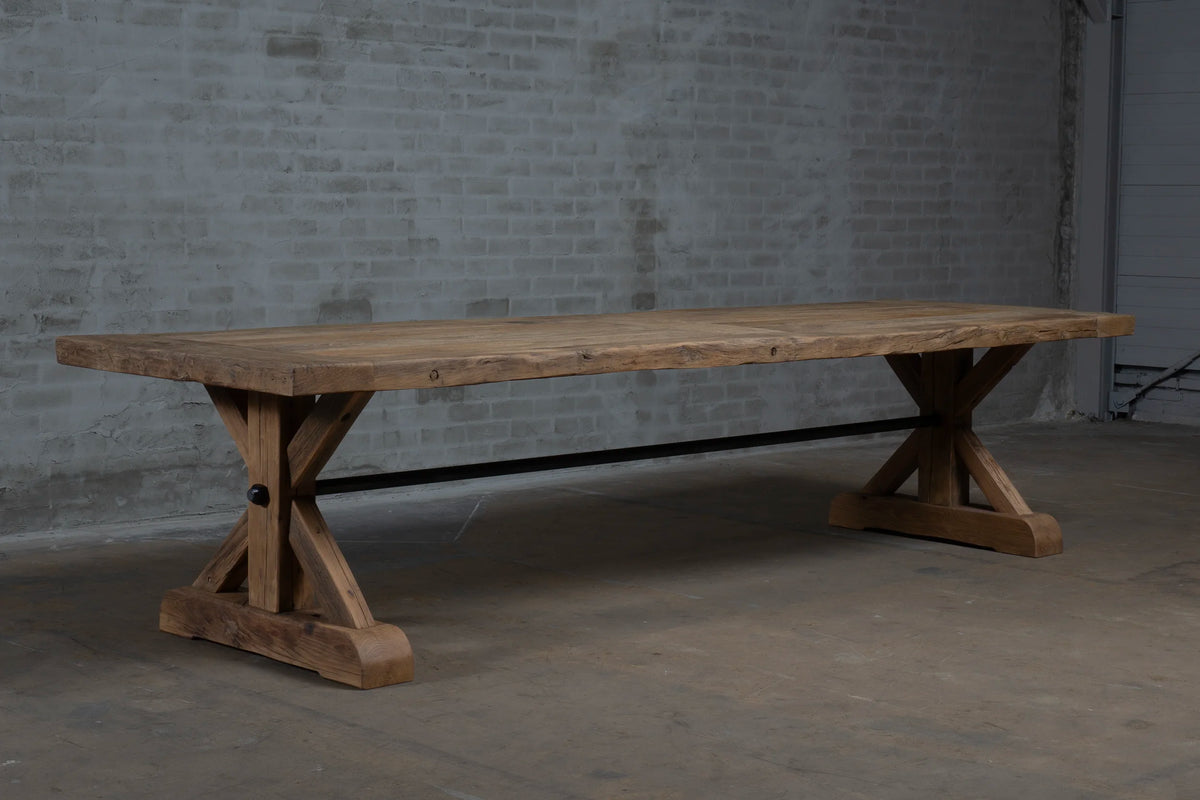 Reclaimed oak refectory table Grindelwald – 7cm thick – Z006