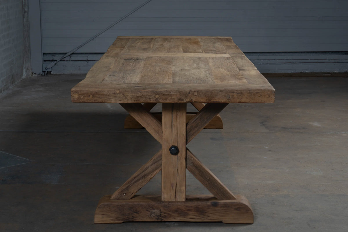 Reclaimed oak refectory table Grindelwald – 7cm thick – Z006
