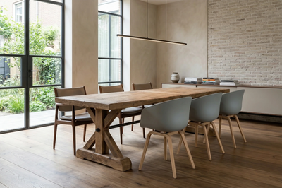Reclaimed oak refectory table Grindelwald – 7cm thick – Z006
