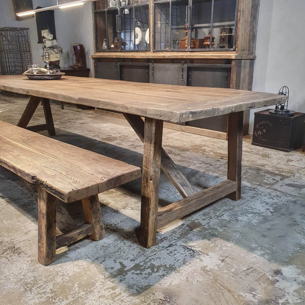 Dining bench of old oak wood in country style – Z007-B