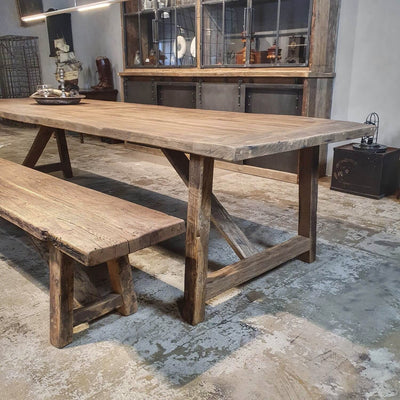 Dining bench of old oak wood in country style – Z007-B